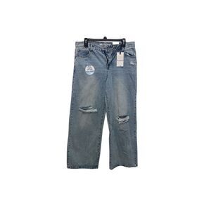 WallFlower Skater Fit Wide-Leg Blue Distressed Medium Wash Jeans 11/30 Regular
